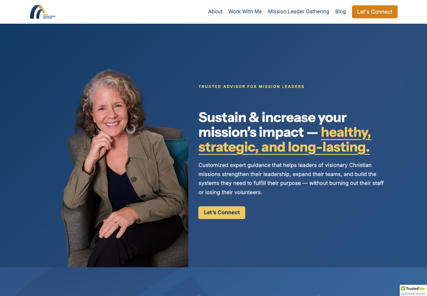 Homepage of coricrawfordvanoss.com — coaching website built by Genesis Web Digital